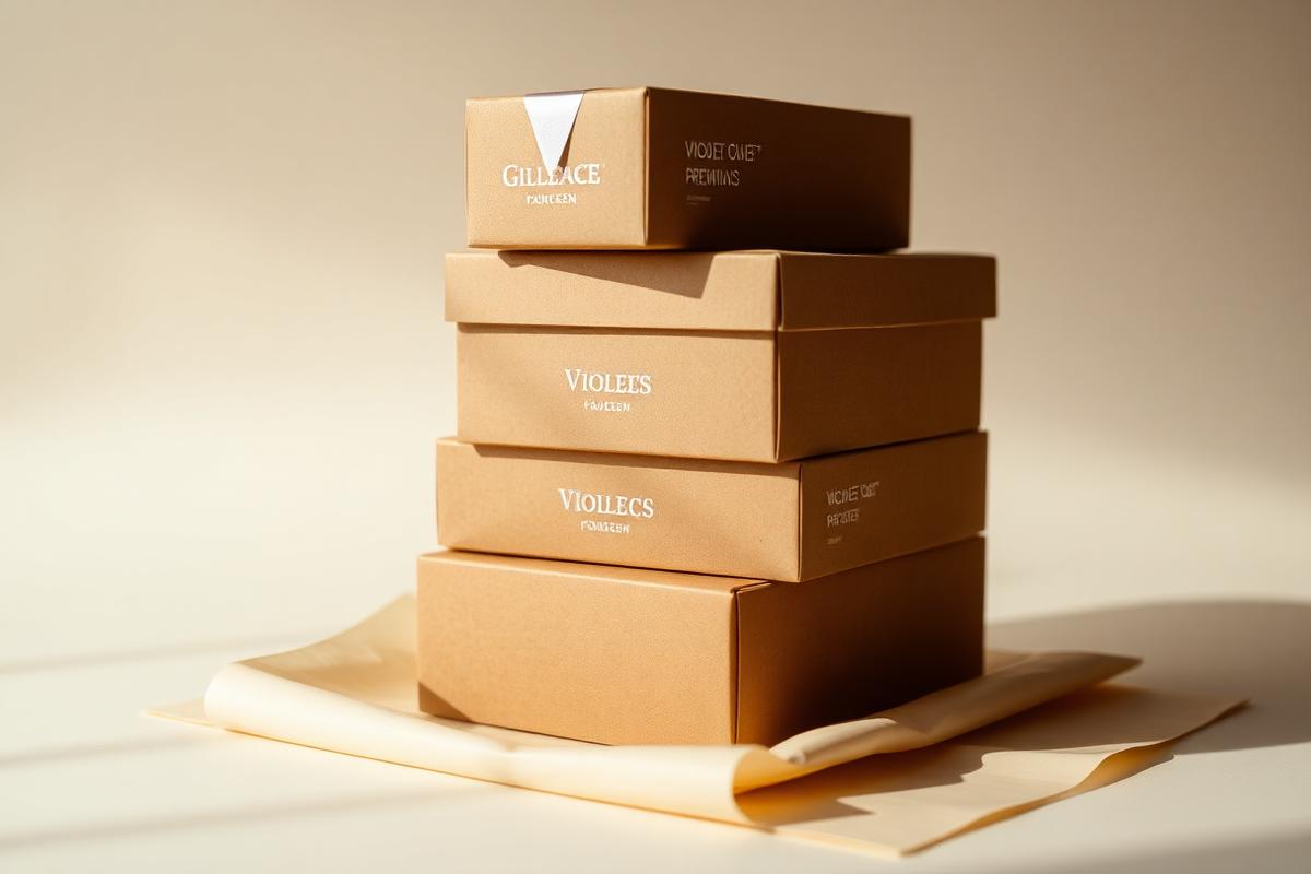 Packaging design with violet foil branding